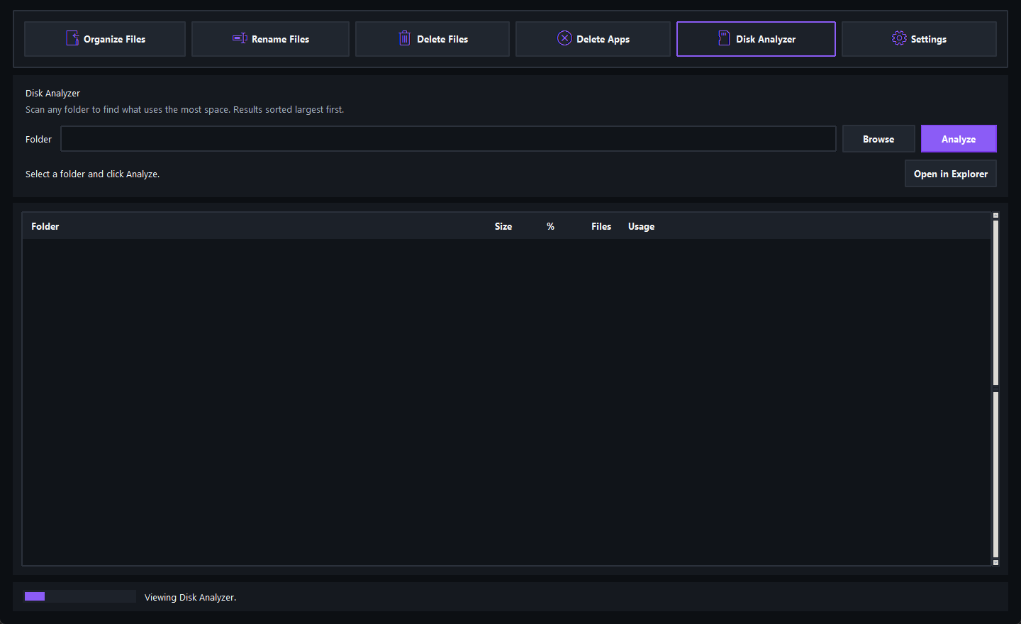 Disk Analyzer view