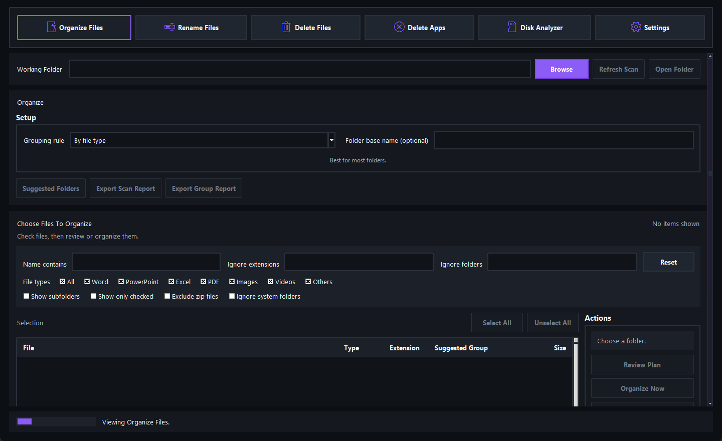 Smart File Organizer main interface